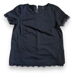 Ann Taylor Petite black lace trim top